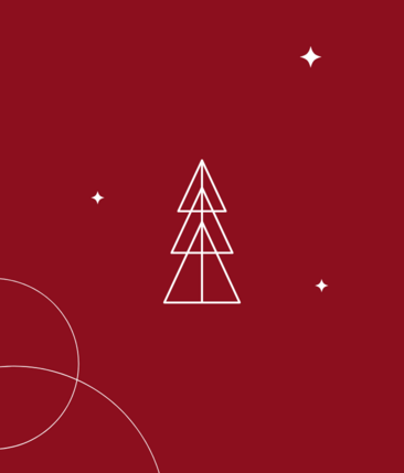 Rote Kachel von ttp mit einem weißen Weihnachtsbaum