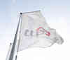 Quadratisches Bild einer ttp weißen ttp Flagge