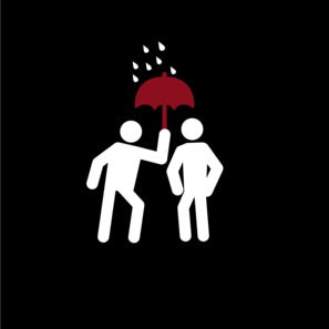 Zwei Personen mit Regenschirm im Regen
