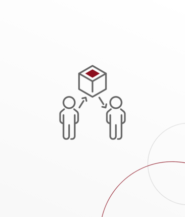 Grafik: Zwei Männchen stehen vor einem Quadrat. Mit Pfeilen entsteht ein Kreislauf zwischen dem Quadrat und den Männchen.