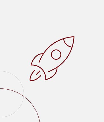 Rotes Raketen-Icon vor grauem Hintergrund